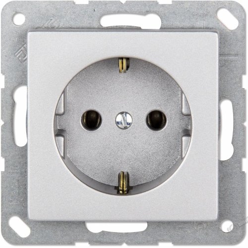 Розетка с заземлением без рамки Jung EcoProfi 1-м. алюминий картинка